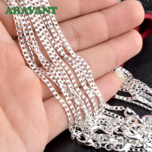 925 Silver 2MM Necklace for Men Women Fashion Jewelry