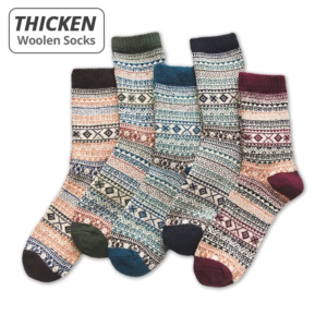 Brand 5 Pairs Winter Men'S Socks Thicken Sheep'S Wool Socks Warm Men Retro Style Colorful Fashion Man Socks for Snow Boots