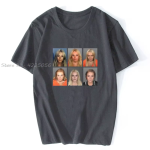 Lindsay Lohan Mashup Celebrity Mugshot Vintage Grunge Look Fan T-Shirt Print Fashion Men Cotton Tshirt Tees Streetwear